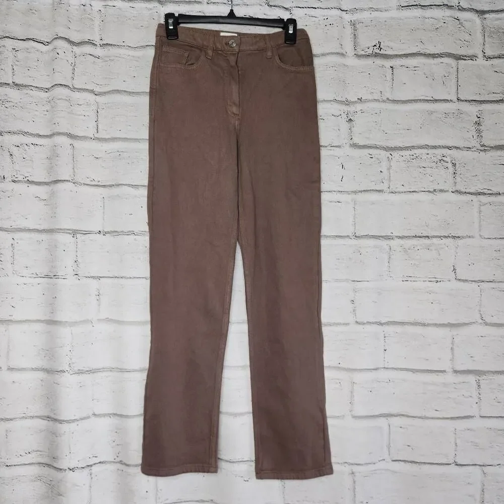 Wilfred Free Aritzia Womens Brown The Melina High Rise Straight Leg Jeans Size 2